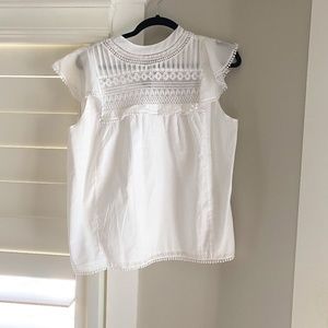 JCrew top size medium with lace detail and flutter sleeve